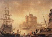 Charles-Francois de la Croix Harbour with a Fortress USA oil painting artist